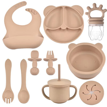 10-Piece Children's Silicone Dinner Set | Strong Suction Bowl, Plate, Fork & Spoon | BPA-Free
