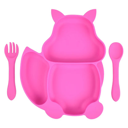 3-Piece Baby Silicone Feeding Kit | Bib, Divided Plate & Spoon Set | BPA-Free
