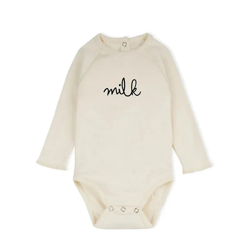 Newborn Romper — Organic Cotton Floral Print, Long Sleeve
