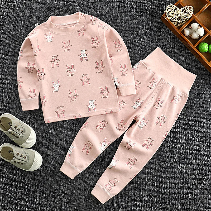Kids Cotton Pyjama Long Johns Set | High Waist Underwear 9M-6 Years