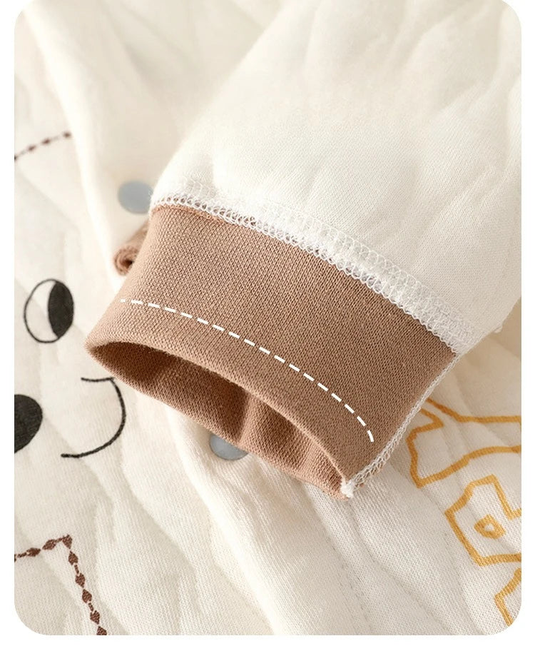 Baby Thick Cotton Jumpsuit | Three-Layer Warm Crawling Suit Autumn Winter 0-18M