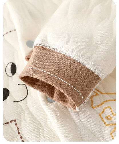 Baby Thick Cotton Jumpsuit | Three-Layer Warm Crawling Suit Autumn Winter 0-18M
