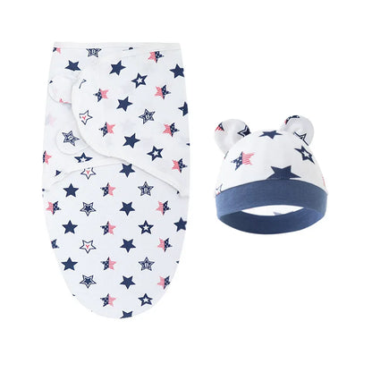 Baby Blanket & Hat Set | Cartoon Cotton Swaddle for Newborns 0-6 Months