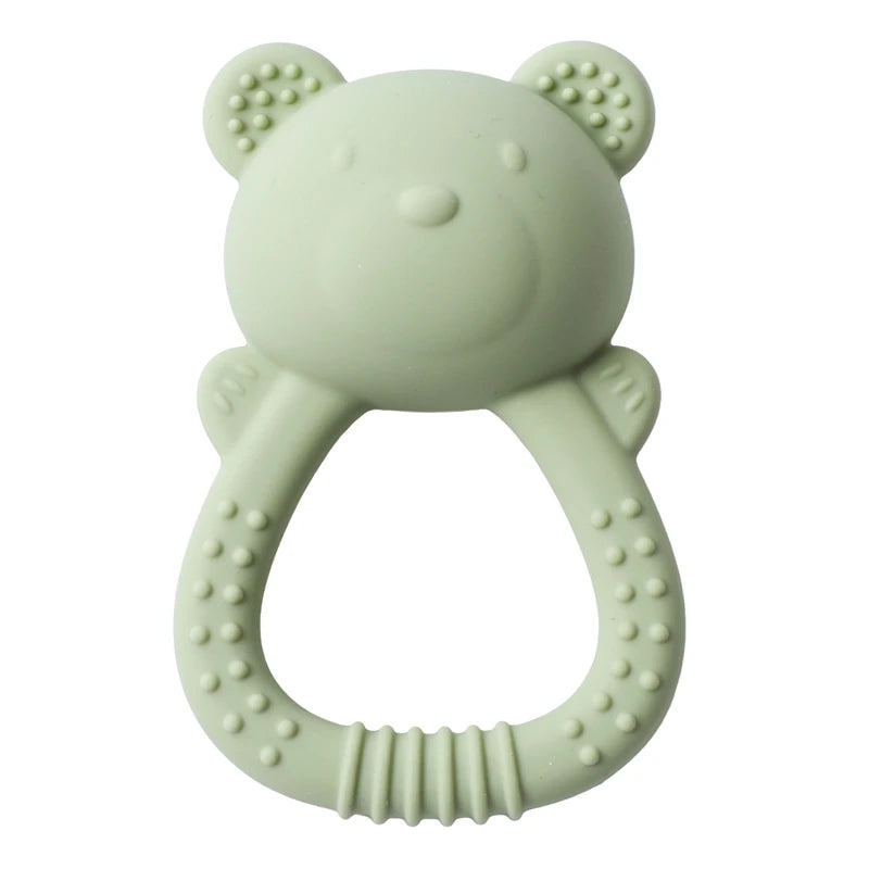 Silicone Bear Teether Rattle | Food-Grade Sensory Hand Bell for Babies 0–12 Months