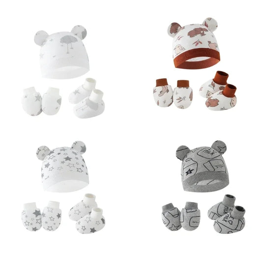 Baby Hat, Anti-Scratch Gloves & Socks Set | Newborn Essentials 0-6 Months