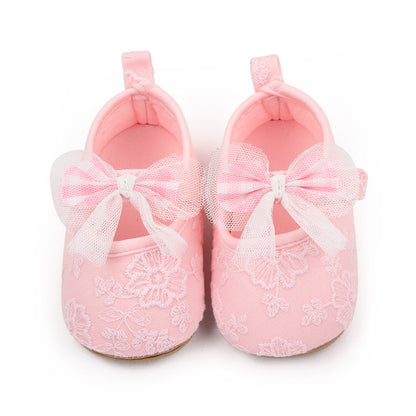 Baby Girls Bow Flower Soft Sole Princess Shoes | Non-Slip First Walker 0-18 Months