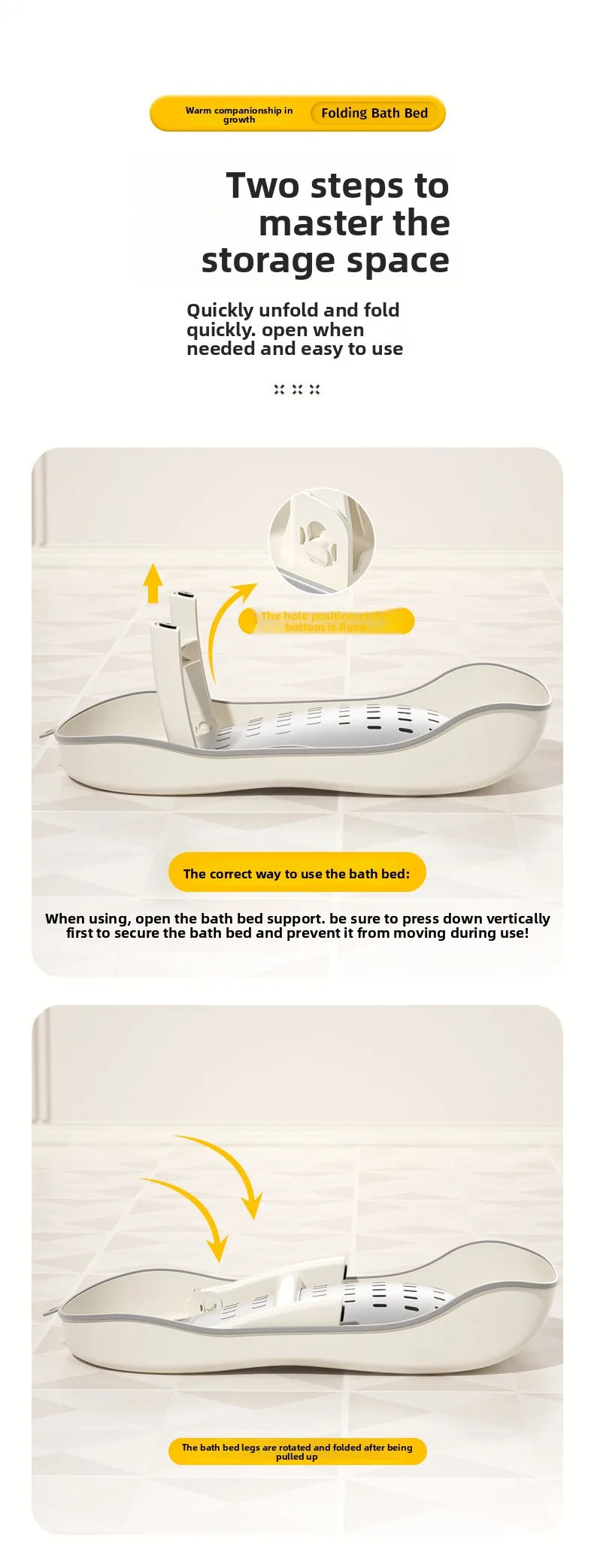 Baby Bath Lying Rack | Convertible Sit & Lie Bath Seat with Temperature Sensing for 0–6 Months