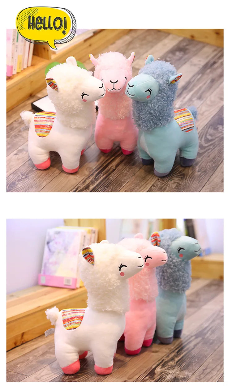 Kawaii Alpaca Llama Plush Toy | Soft Stuffed Smiling Animal Doll | 4 Colours | 25cm