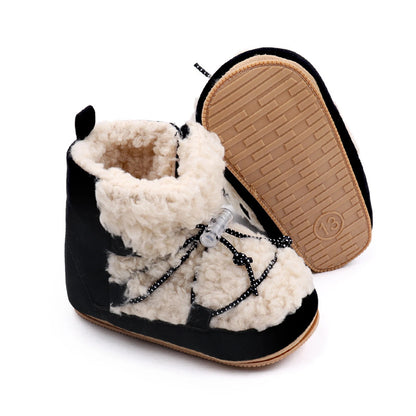 Baby Girls Coral Fleece Snow Boots | Warm Ankle Boots First Walker 6-15 Months