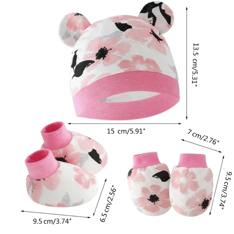 Baby Hat, Anti-Scratch Gloves & Socks Set | Newborn Essentials 0-6 Months