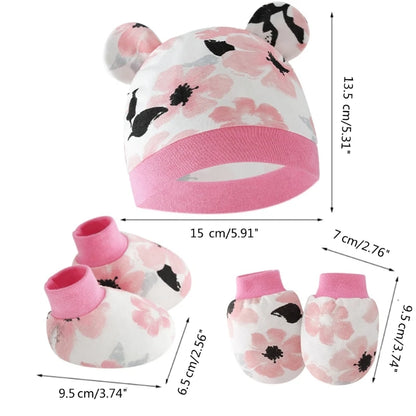 Baby Hat, Anti-Scratch Gloves & Socks Set | Newborn Essentials 0-6 Months