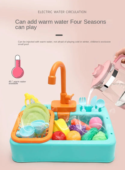 Kids Kitchen Sink Toy | Pretend Play Dish Wash Set for Children