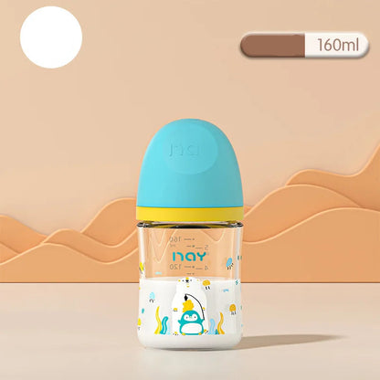 Colourful Cartoon Anti-Choke Glass Baby Bottle | 160ml & 240ml | 0-9 Months