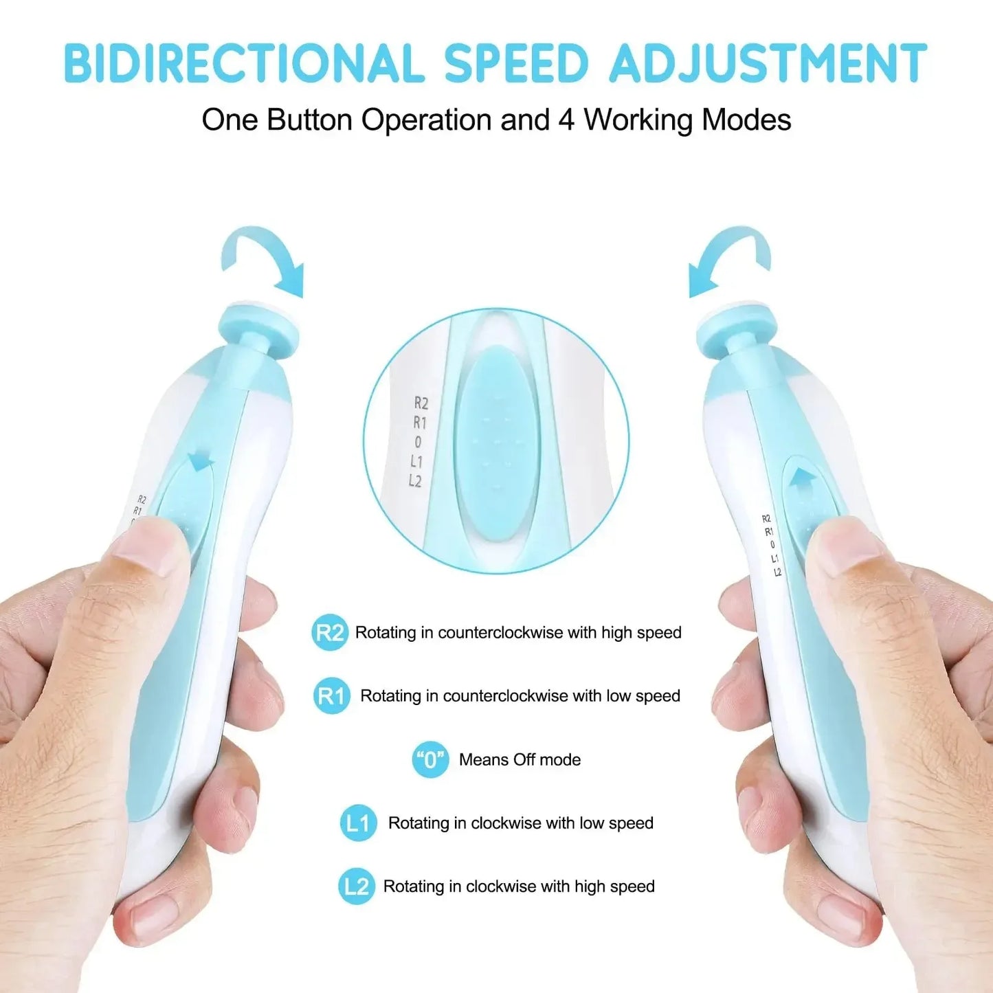 Electric Baby Nail Trimmer & Manicure Set | Safe Gentle File & Clipper for Newborns | Pink & Blue