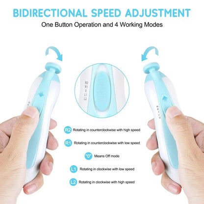 Electric Baby Nail Trimmer & Manicure Set | Safe Gentle File & Clipper for Newborns | Pink & Blue