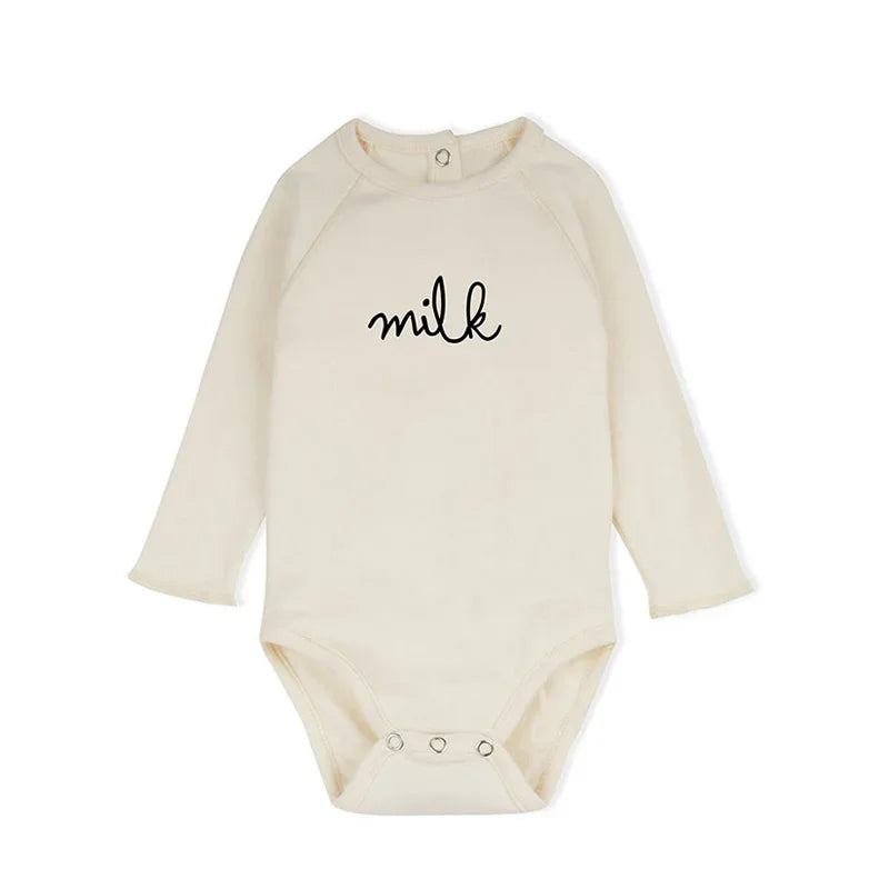 Newborn Romper — Organic Cotton Floral Print, Long Sleeve