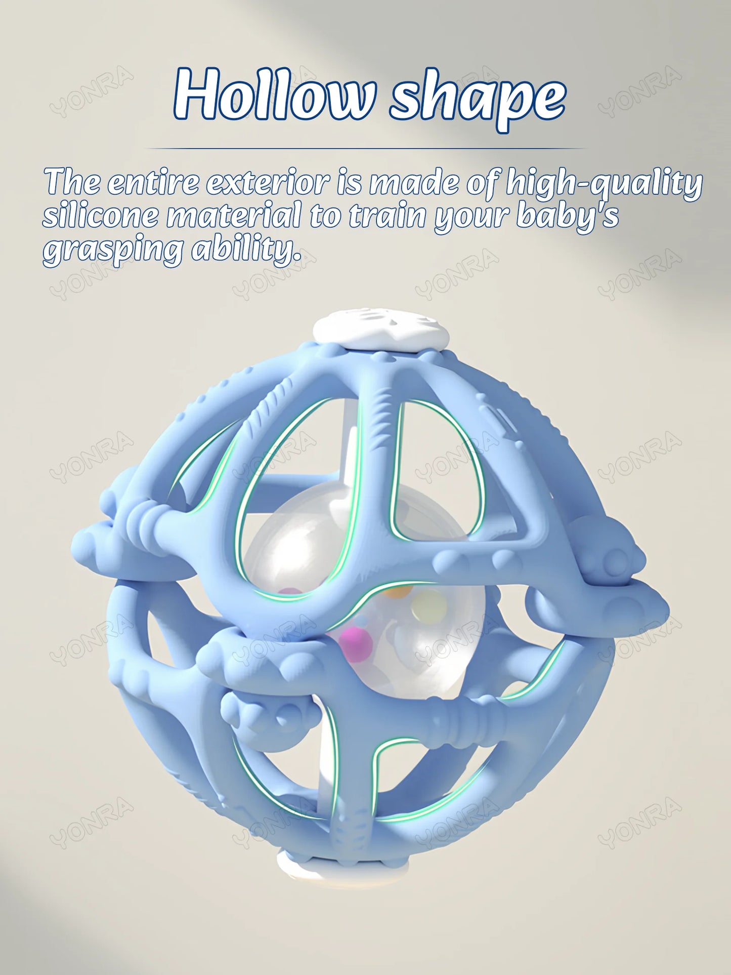 Sensory Montessori Rattle Ball — Silicone Baby Teether Toy
