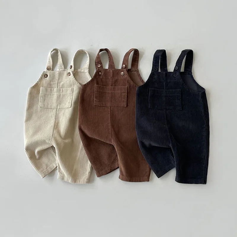 Baby Corduroy Overalls — Sleeveless Strap Jumpsuit, Unisex