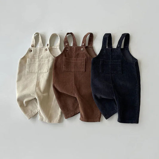 Baby Corduroy Overalls — Sleeveless Strap Jumpsuit, Unisex