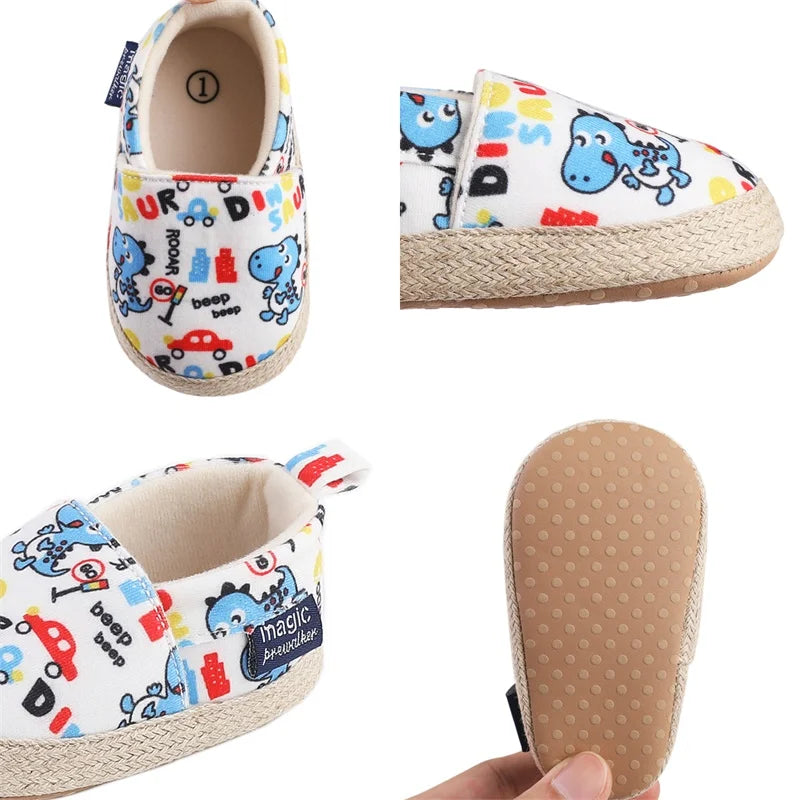 Baby Dinosaur Slip-On Shoes | Closed Toe Walking Shoes 0-18 Months