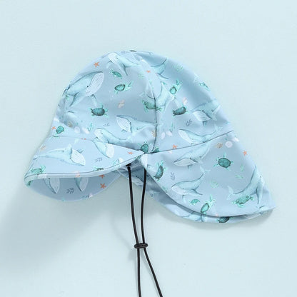 Baby Boy Whale Print Rash Guard & Sun Hat Swimwear Set | 0-3 Years