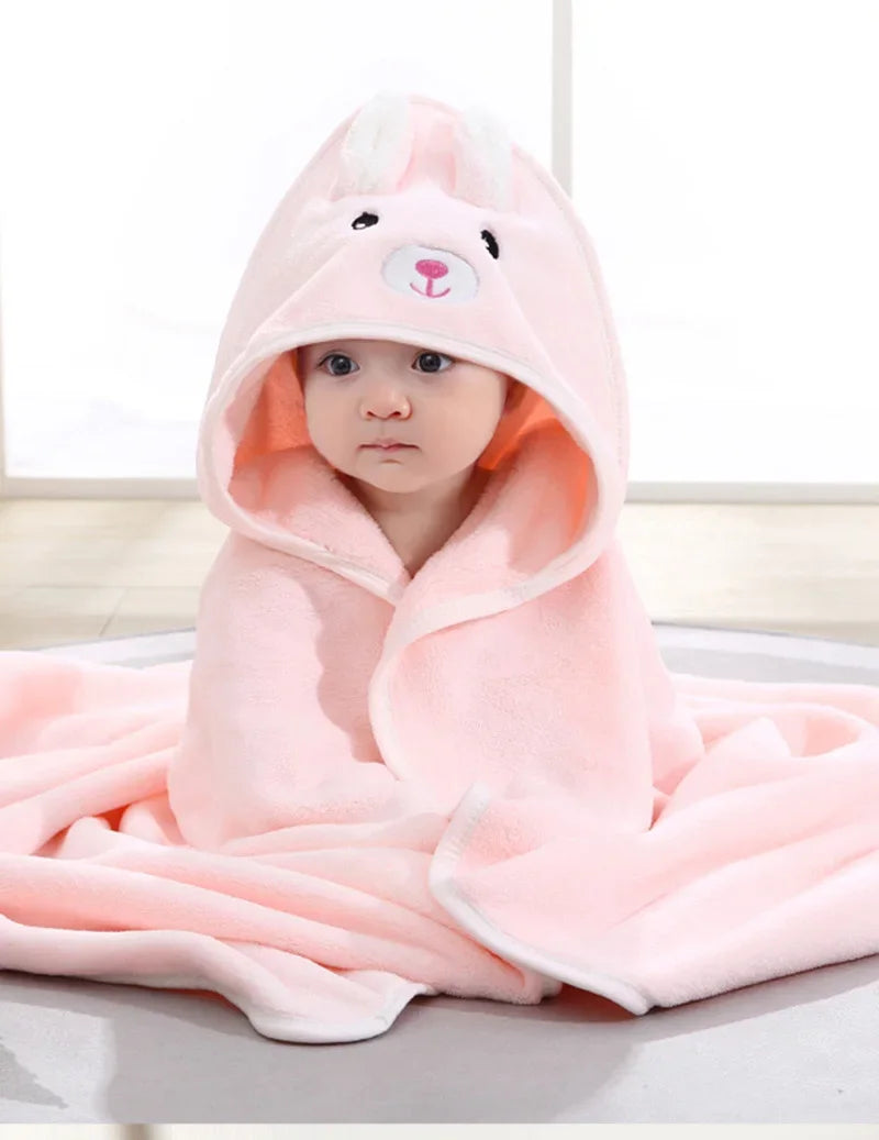 Cartoon Animal Baby Hooded Bath Towel | Soft Newborn Bathrobe for Boys & Girls