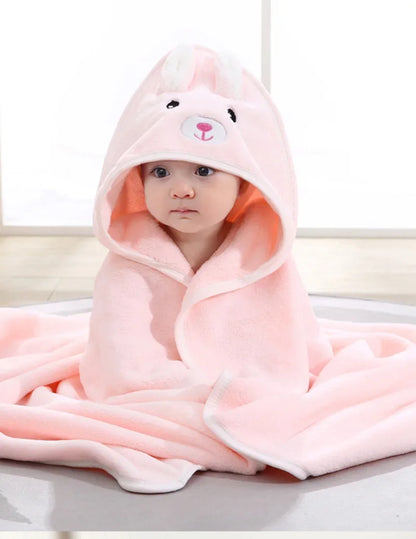 Cartoon Animal Baby Hooded Bath Towel | Soft Newborn Bathrobe for Boys & Girls