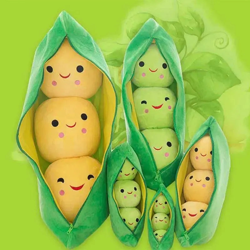 Kawaii Pea Pod Plush Toy | Soft 25cm Stuffed Plant Pillow for Kids