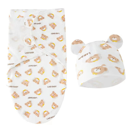 Baby Blanket & Hat Set | Soft Cotton Newborn Swaddle Wrap