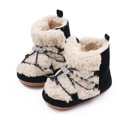 Baby Girls Coral Fleece Snow Boots | Warm Ankle Boots First Walker 6-15 Months