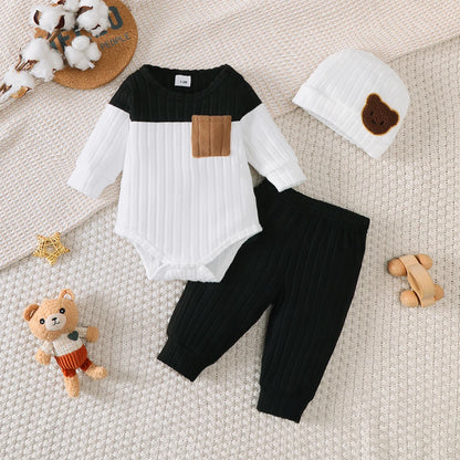 Newborn Baby Boy 3-Piece Set | Bodysuit, Pants & Hat 1-18 Months