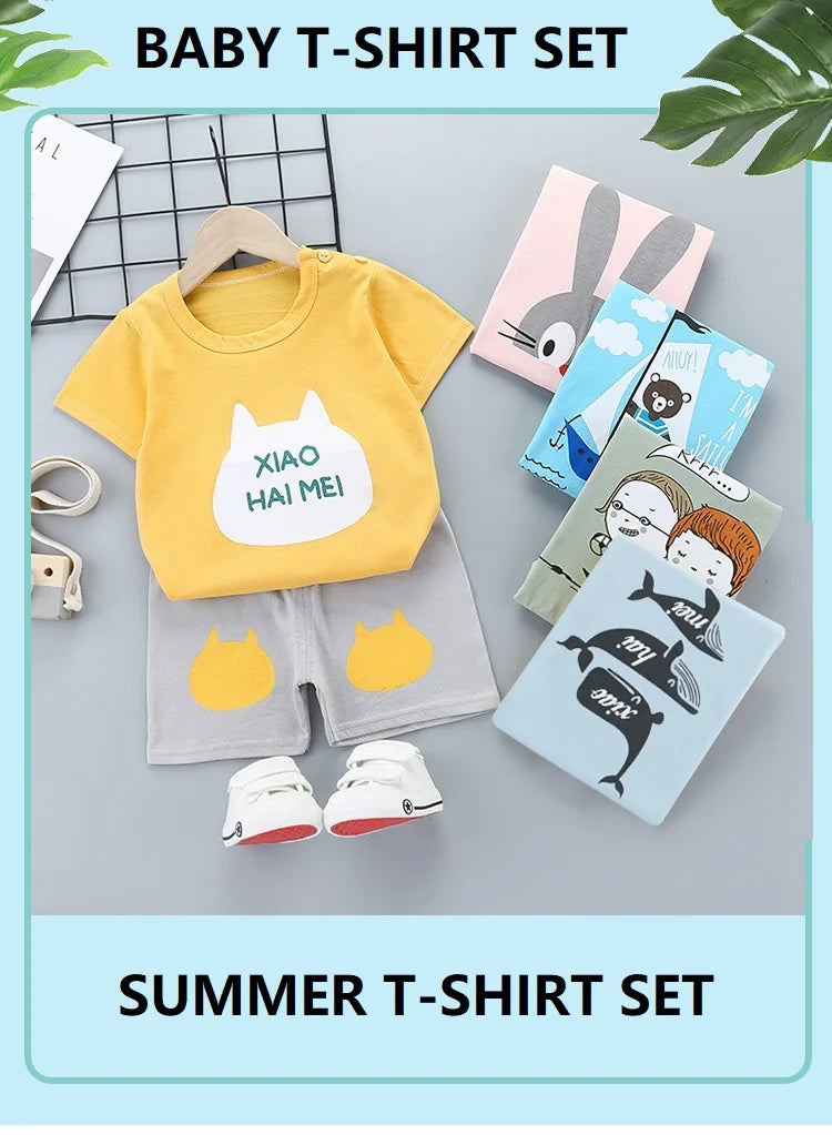 Kids Cotton T-Shirt & Shorts Set | Boys & Girls Summer Outfit 2PCS