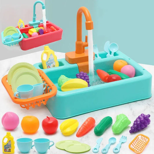 Kids Kitchen Sink Toy | Pretend Play Dish Wash Set for Children