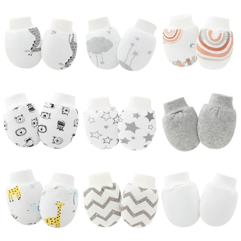 9 Pairs Baby Cotton No-Scratch Mittens | Newborn Hand Mittens Set