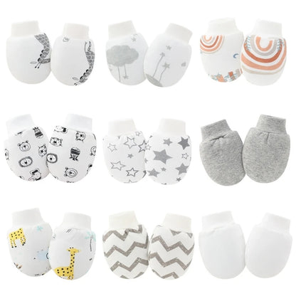 9 Pairs Baby Cotton No-Scratch Mittens | Newborn Hand Mittens Set