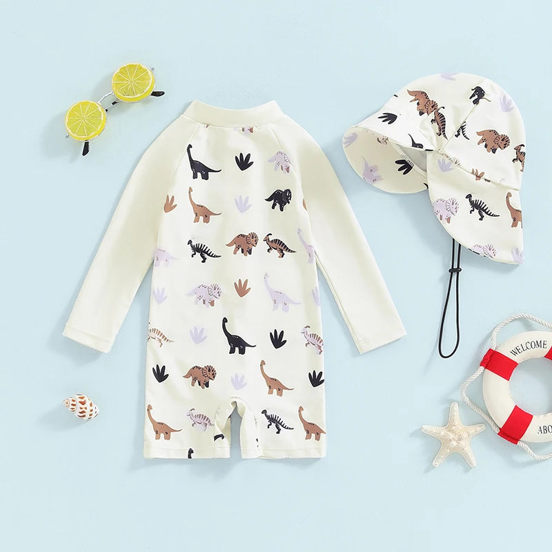 Baby Boy Whale Print Rash Guard & Sun Hat Swimwear Set | 0-3 Years