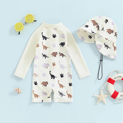 Baby Boy Whale Print Rash Guard & Sun Hat Swimwear Set | 0-3 Years
