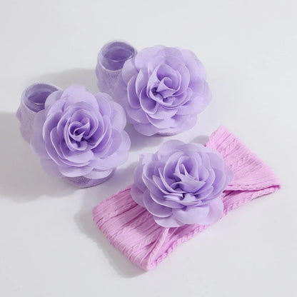Baby Girl Flower Socks & Headband Set | Soft Knitted 2-Piece 0-12 Months