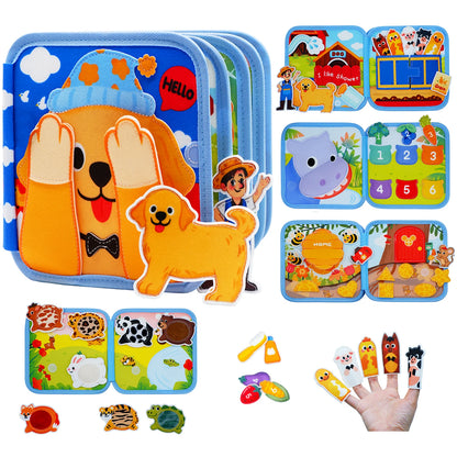 Montessori Giraffe Busy Book | Sensory Learning Quiet Book for Toddlers Ages 3-6