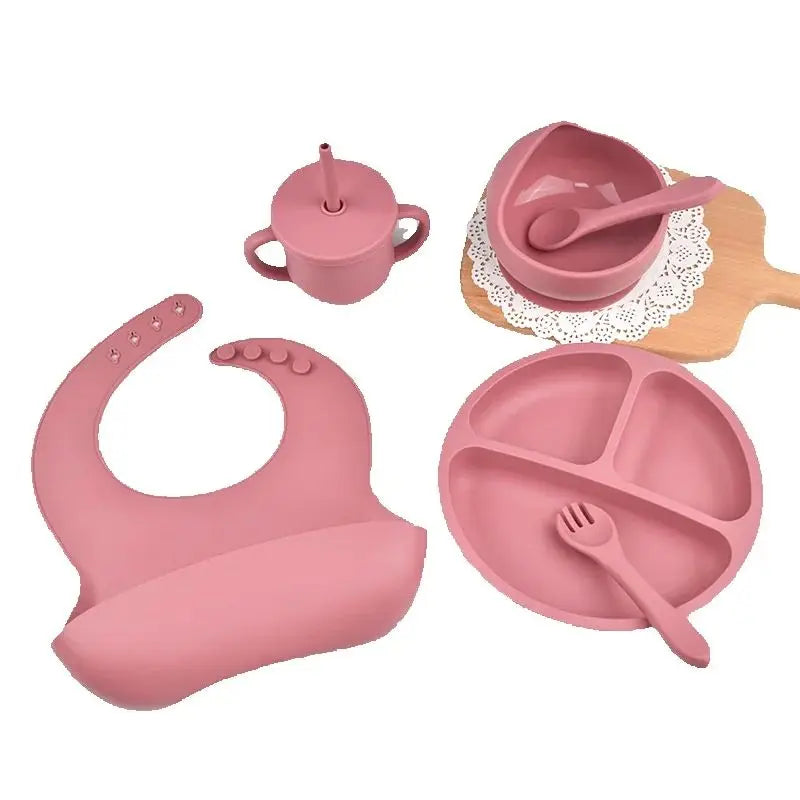 10-Piece Children's Silicone Dinner Set | Strong Suction Bowl, Plate, Fork & Spoon | BPA-Free