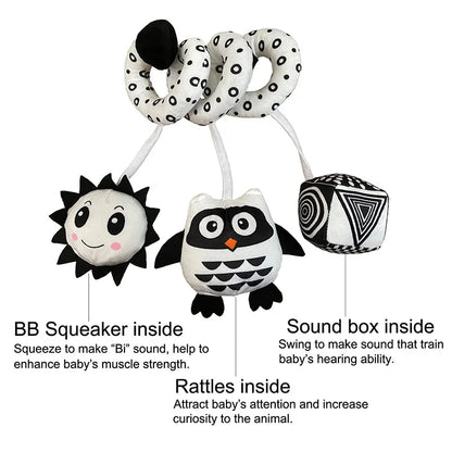 Baby Spiral Plush Hanging Toy with Rattle & Squeaker