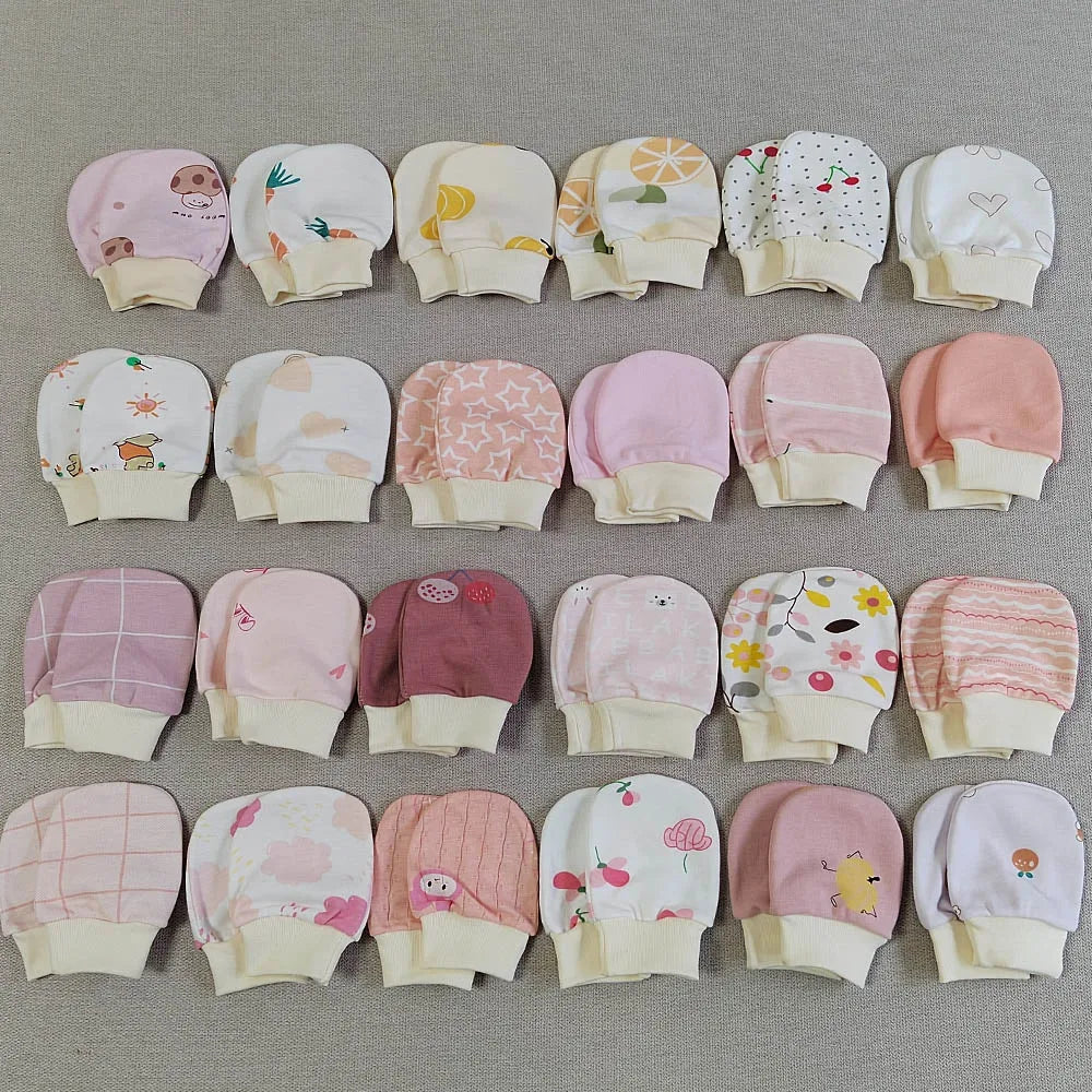 5 Pairs Baby No-Scratch Mittens | Soft Cotton Newborn Hand Mittens 0-3 Months