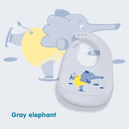 Waterproof Silicone Baby Bib | Adjustable Cute Printed Design, BPA-Free Leak-Proof Feeding Bib