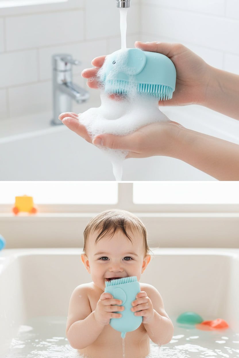 Baby Silicone Shampoo & Massage Bath Brush | Soft Hair Comb & Scalp Care Tool