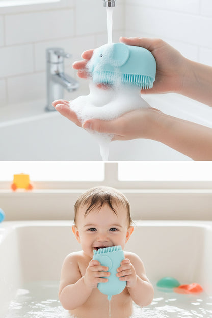 Baby Silicone Shampoo & Massage Bath Brush | Soft Hair Comb & Scalp Care Tool