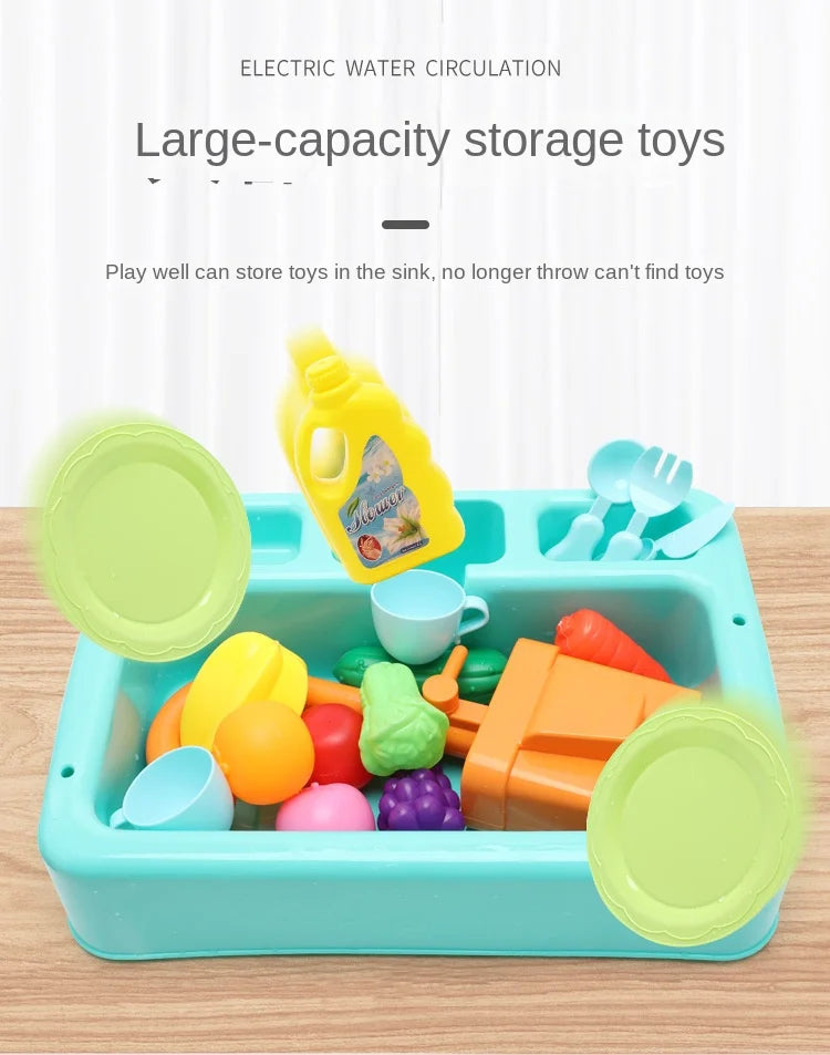 Kids Kitchen Sink Toy | Pretend Play Dish Wash Set for Children