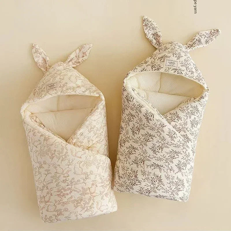 Newborn Bunny Ears Swaddle Blanket | Extra Soft Cotton Wrap