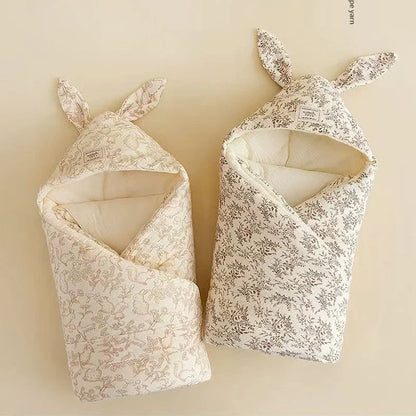 Newborn Bunny Ears Swaddle Blanket | Extra Soft Cotton Wrap