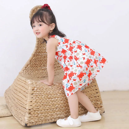 Girls Cotton Flower Dress | Sleeveless Princess Party Dress