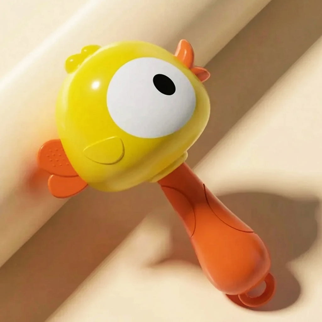 Cartoon Rattle & Sensory Handbell Toy | Chew-Safe Baby Grasp Toy | Frog & Chicken